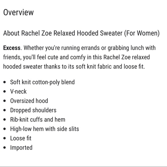 RACHEL ZOE Ivory Relaxed Hooded Sweater M NWT - Picture 9 of 15